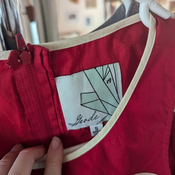 Red & White Peek-a-Boo Chest Dress - Picture 3 of 7